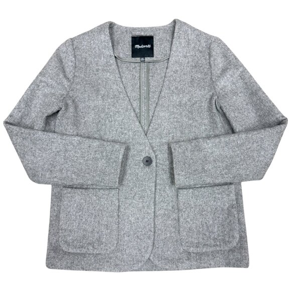EUC Women's MADEWELL‎ Carrington Wool Blend Blazer One-Button Gray | Size XXS - Picture 3 of 10